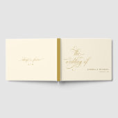 Elegante Kalligrafie-Script-Cream und GoldWedding Gästebuch (Voll)