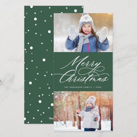 Elegante Kalligrafie Script Frohe Weihnachten 2 Fo (Vorne/Hinten)