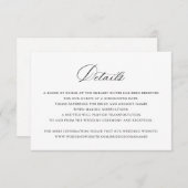 Elegante Kalligrafie Script-Hochzeitdetails Beilag Einladung (Vorne/Hinten)