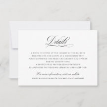 Elegante Kalligrafie Script-Hochzeitdetails Beilag