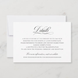 Elegante Kalligrafie Script-Hochzeitdetails Beilag Einladung