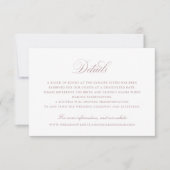 Elegante Kalligrafie Script-Hochzeitdetails Beilag Einladung (Vorderseite)