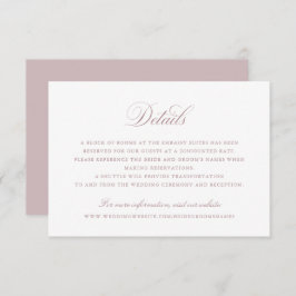Elegante Kalligrafie Script-Hochzeitdetails Beilag Einladung