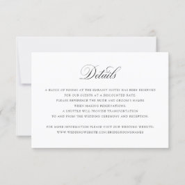 Elegante Kalligrafie Script-Hochzeitdetails Beilag Einladung