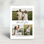 Elegante Kalligrafie Script HochzeitfotoCollage Dankeskarte