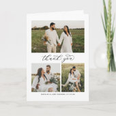 Elegante Kalligrafie Script HochzeitfotoCollage Dankeskarte (Vorderseite)