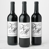 Elegante Kalligrafie Script Mit Monogramm Wedding Weinetikett (Flaschen)