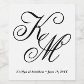 Elegante Kalligrafie Script Mit Monogramm Wedding Weinetikett (Einzelnes Label)