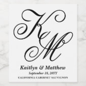 Elegante Kalligrafie Script Mit Monogramm Wedding Weinetikett (Einzelnes Label)