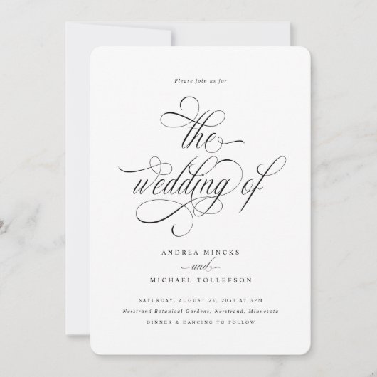 Elegante Kalligrafie Script Rounded Corner Wedding Einladung (Vorderseite)