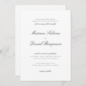 Elegante Kalligrafie Script Schwarz-Weiß-Hochzeit Einladung (Vorne/Hinten)