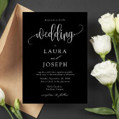 Elegante Kalligrafie Script Schwarz-Weiß-Hochzeit Einladung