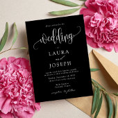 Elegante Kalligrafie Script Schwarz-Weiß-Hochzeit Einladung