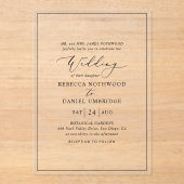 Elegante Kalligrafie Script Wedding Acryleinladungen (Vorderseite)