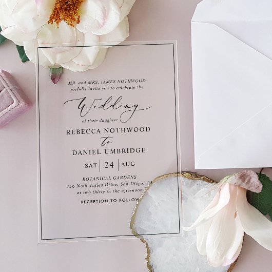 Elegante Kalligrafie Script Wedding Acryleinladungen