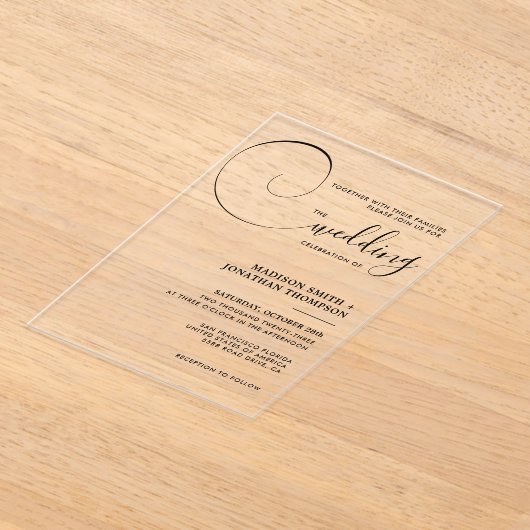 Elegante Kalligrafie Script Wedding Acryleinladungen (Ablage )
