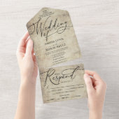 Elegante Kalligrafie Script Wedding All In One Einladung (Abreißtisch)