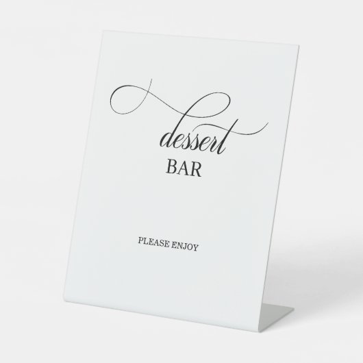 Elegante Kalligrafie Script Wedding Dessert Bar Sockelschild (Vorderseite)