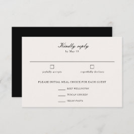 Elegante Kalligrafie Script Wedding Meal Choice RSVP Karte