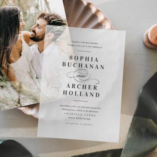 Elegante Kalligrafie Script Wedding Pergament Einladungen