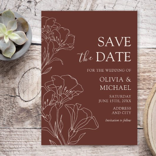 Elegante Kalligrafie Simple Wedding Save the Dates Einladung