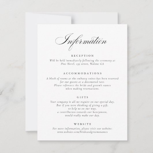 Elegante Kalligrafie-Skripteinträge Einladung (Vorderseite)