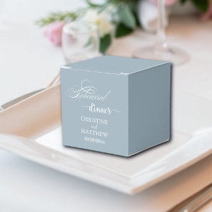 Elegante Kalligrafie Staubblau Probeessen Geschenkschachtel