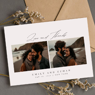 Elegante Kalligrafie-Strand-Foto-QR-Code-Hochzeit Einladung
