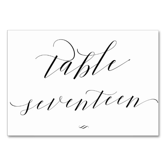 Elegante Kalligrafie-Tabelle siebzehn Empfang Tischnummer (Vorderseite)