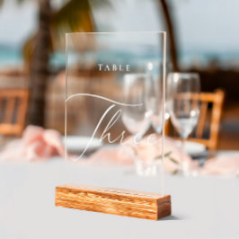 Elegante Kalligrafie Tischnummer Drei Acrylschild