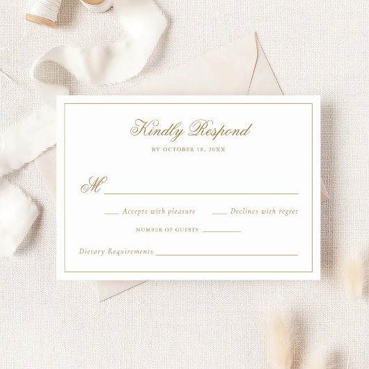 Elegante Kalligrafie Traditionelle Goldhochzeit RS Einladung