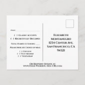 Elegante Kalligrafie und Rote Rose Wedding RSVP Postkarte (Rückseite)