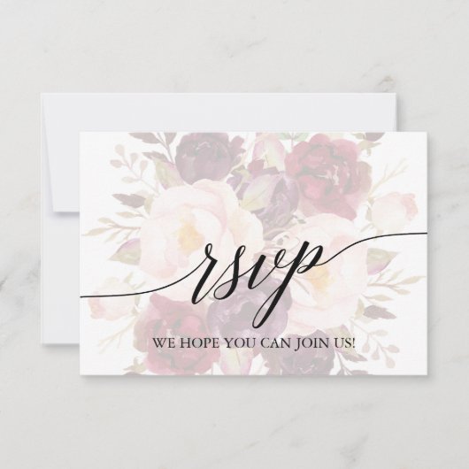 Elegante Kalligrafie verblasste Floral Website RSV RSVP Karte (Vorderseite)