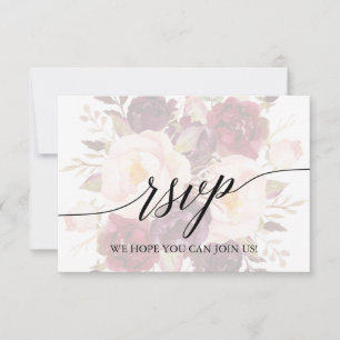 Elegante Kalligrafie verblasste Floral Website RSV RSVP Karte