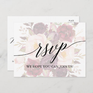 Elegante Kalligrafie verblichene Blumenmenüauswahl Einladungspostkarte