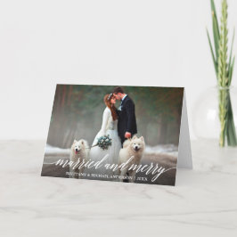Elegante Kalligrafie Verheiratet und Merry Wedding Feiertagskarte
