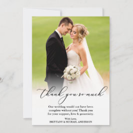 Elegante Kalligrafie Vielen Dank für Ihre Hochzeit Dankeskarte