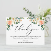 Elegante Kalligrafie Wasserfarbe Korallenweiße Flo Dankeskarte (Stehend Vorderseite)