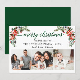 Elegante Kalligrafie Wasserfarbe Winter Blumengrün Feiertagskarte