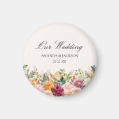 Elegante Kalligrafie Wasserfarben Rose Blume Hochz Magnet (Vorne)