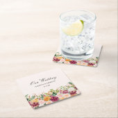 Elegante Kalligrafie Wasserfarben Rose Blume Hochz Rechteckiger Pappuntersetzer (Vor Ort)