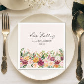 Elegante Kalligrafie Wasserfarben Rose Blume Hochz Serviette