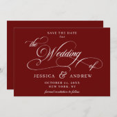Elegante Kalligrafie Wedding Digital Save the Date (Vorne/Hinten)