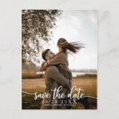 Elegante Kalligrafie Wedding Save the Date Foto Postkarte (Vorderseite)