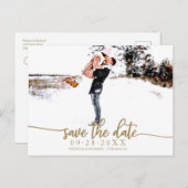 Elegante Kalligrafie Wedding Save the Date Foto Postkarte (Vorne/Hinten)