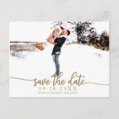 Elegante Kalligrafie Wedding Save the Date Foto Postkarte (Vorderseite)