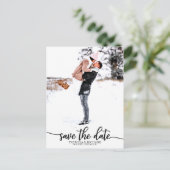 Elegante Kalligrafie Wedding Save the Date Foto Postkarte (Stehend Vorderseite)