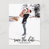 Elegante Kalligrafie Wedding Save the Date Foto Postkarte (Vorderseite)