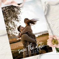 Elegante Kalligrafie Wedding Save the Date Foto