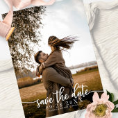 Elegante Kalligrafie Wedding Save the Date Foto Postkarte